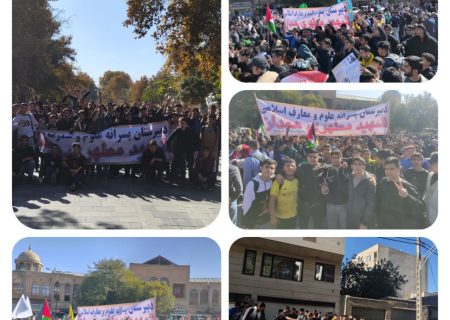 حماسه استکبارستیزی معارفی‌های مطهری همدان در راهپیمایی با شکوه ۱۳ آبان